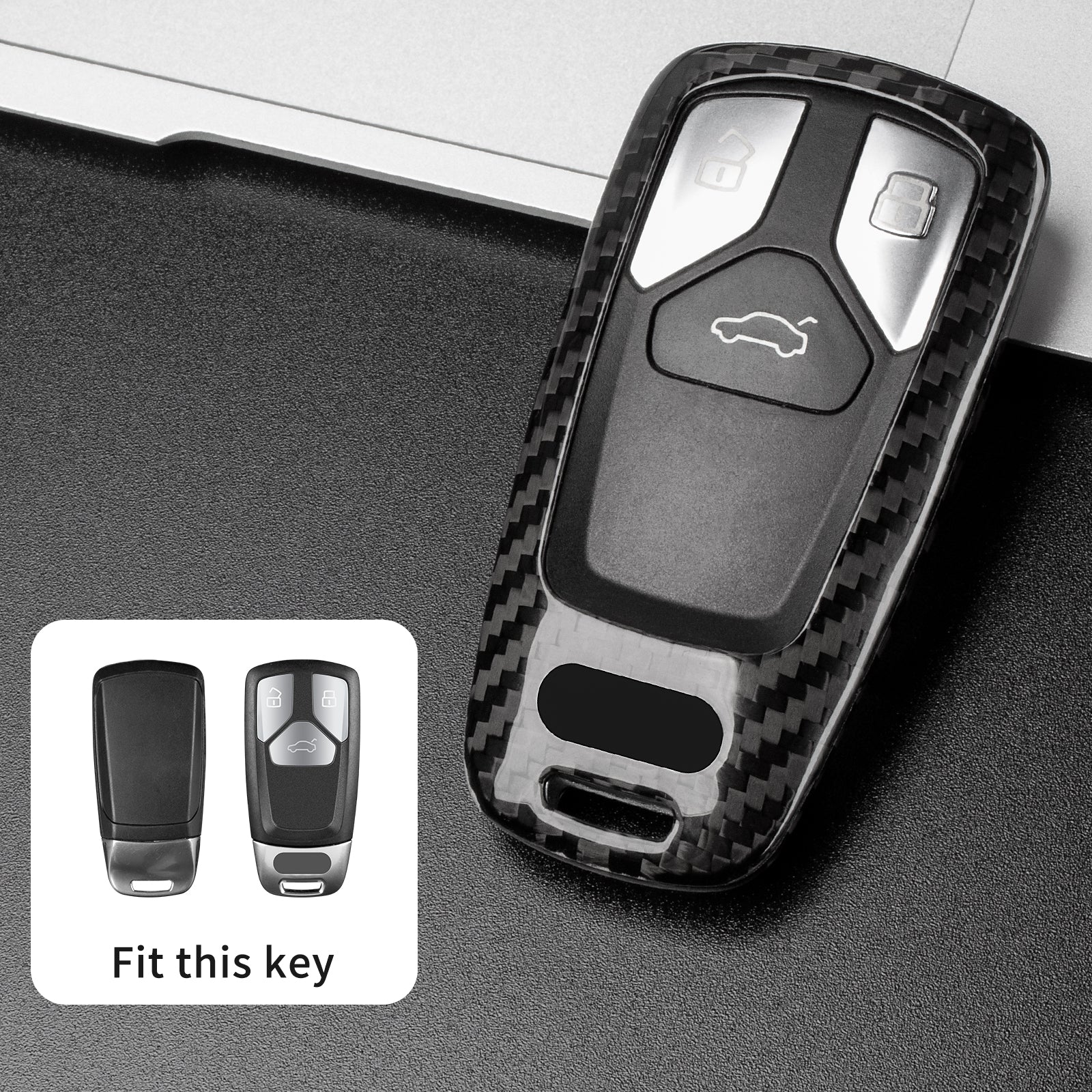 Autoschlüssel Hülle aus Carbon – passend für Audi Modelle (Bj. 2014–2022)