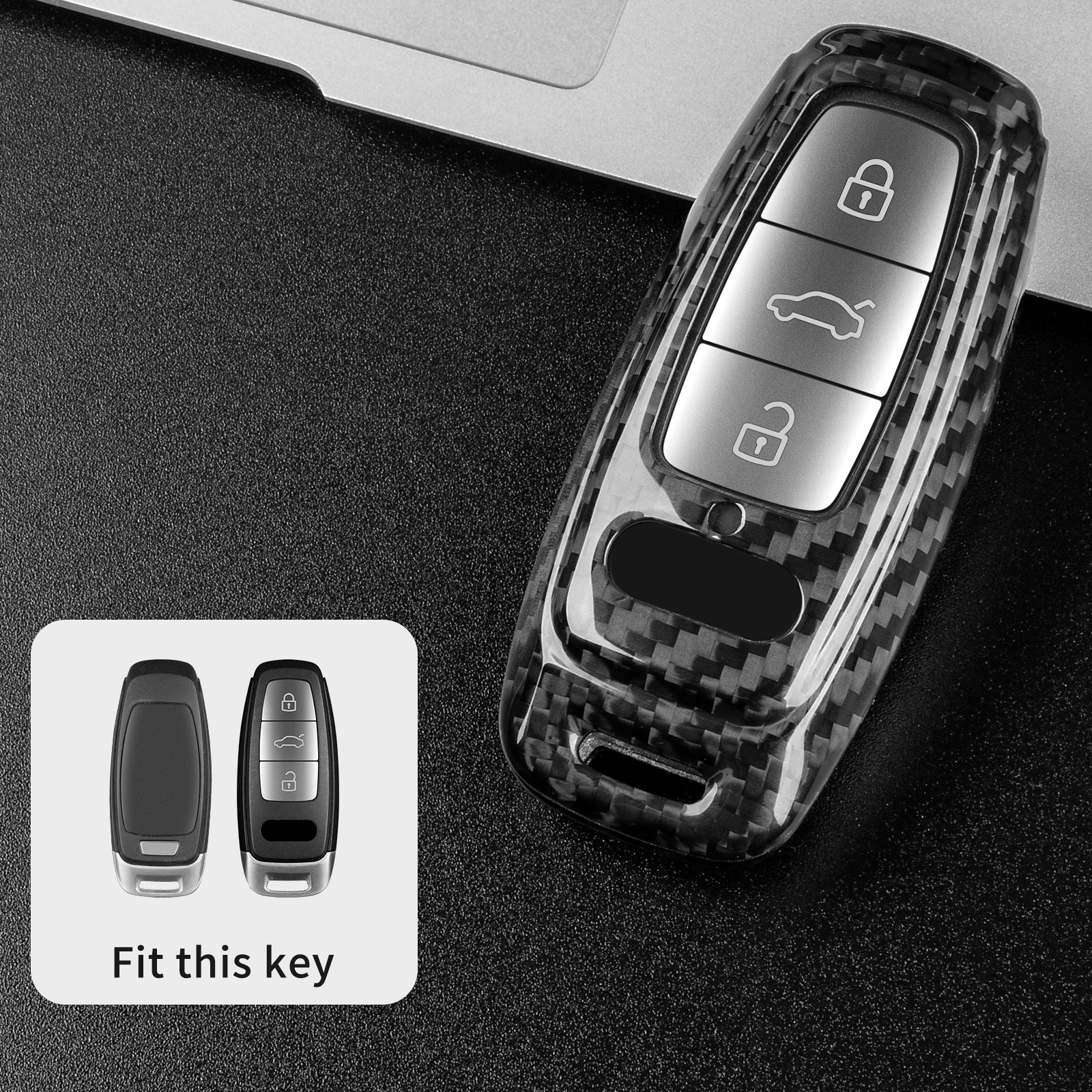 Autoschlüssel Hülle aus Carbon - passend für Audi A6, A7, A8, RS4, RS5, RS6, RS7