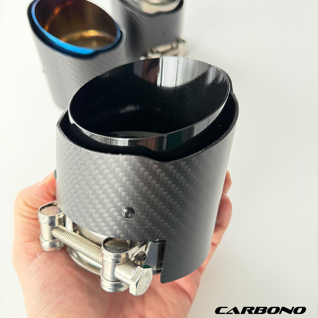 Auspuff Endrohrblenden matt Carbon Slant Cut Exhaust Tip - passend für BMW M2, M3, M4 (G87, G80, G81, G82, G83)