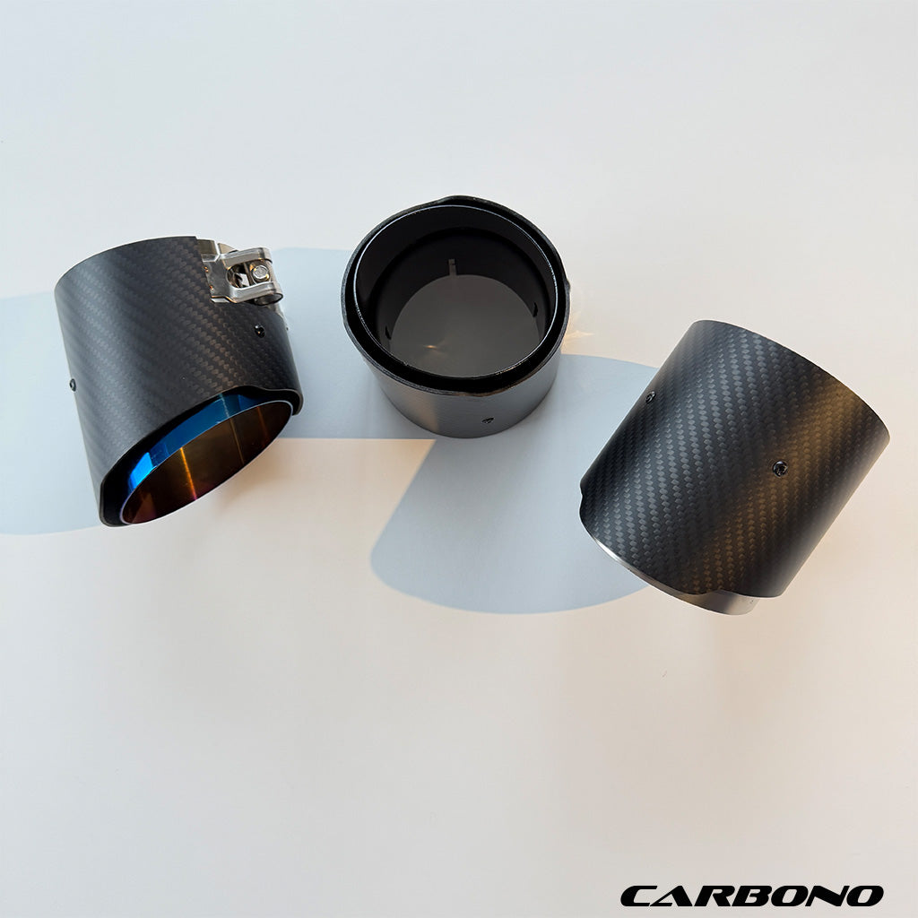Auspuff Endrohrblenden matt Carbon Slant Cut Exhaust Tip - passend für BMW M2, M3, M4 (G87, G80, G81, G82, G83)