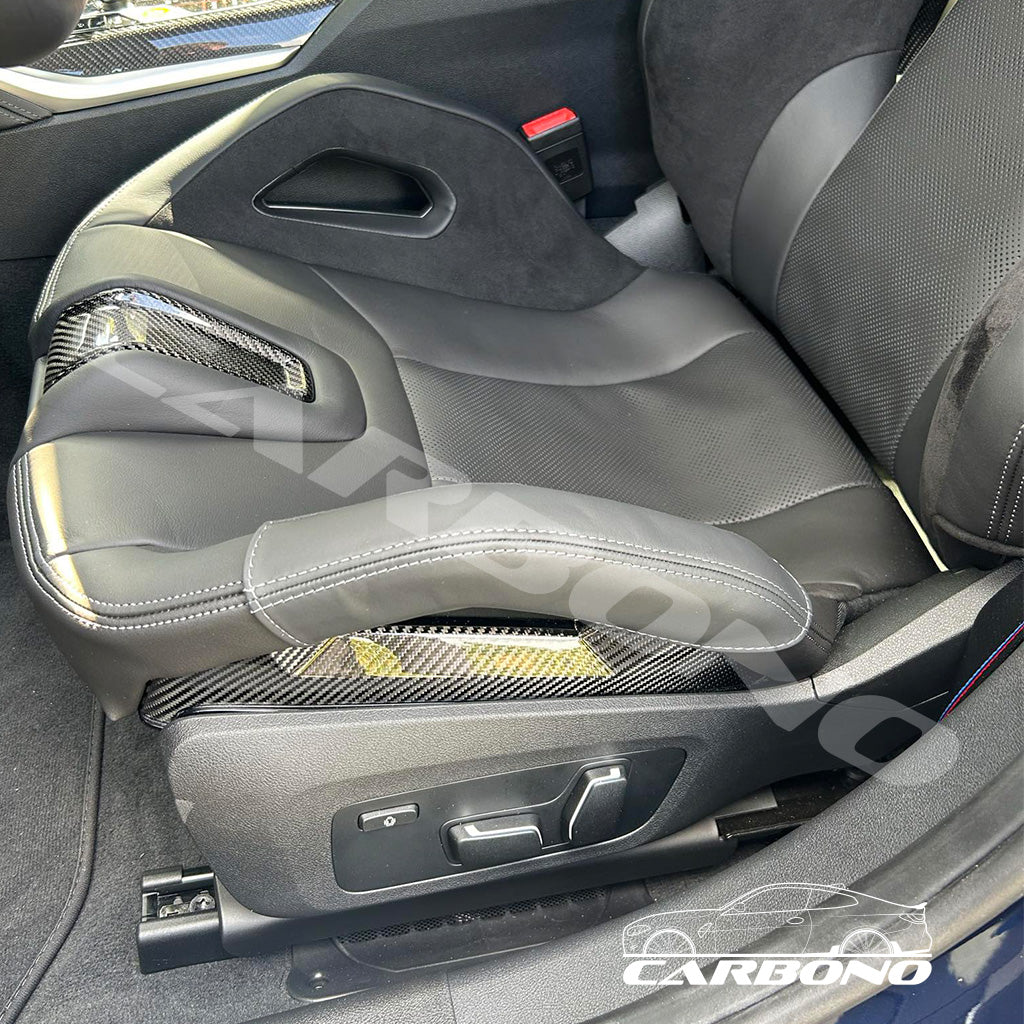 Carbono Lederschonbezug Beinbügel Sitzseitenwangen Carbonsitze - passend für BMW M2, M3, M4, M5, M8 (G87, G80, G81, G82, G83, G87, F90, F91, F92, F93)