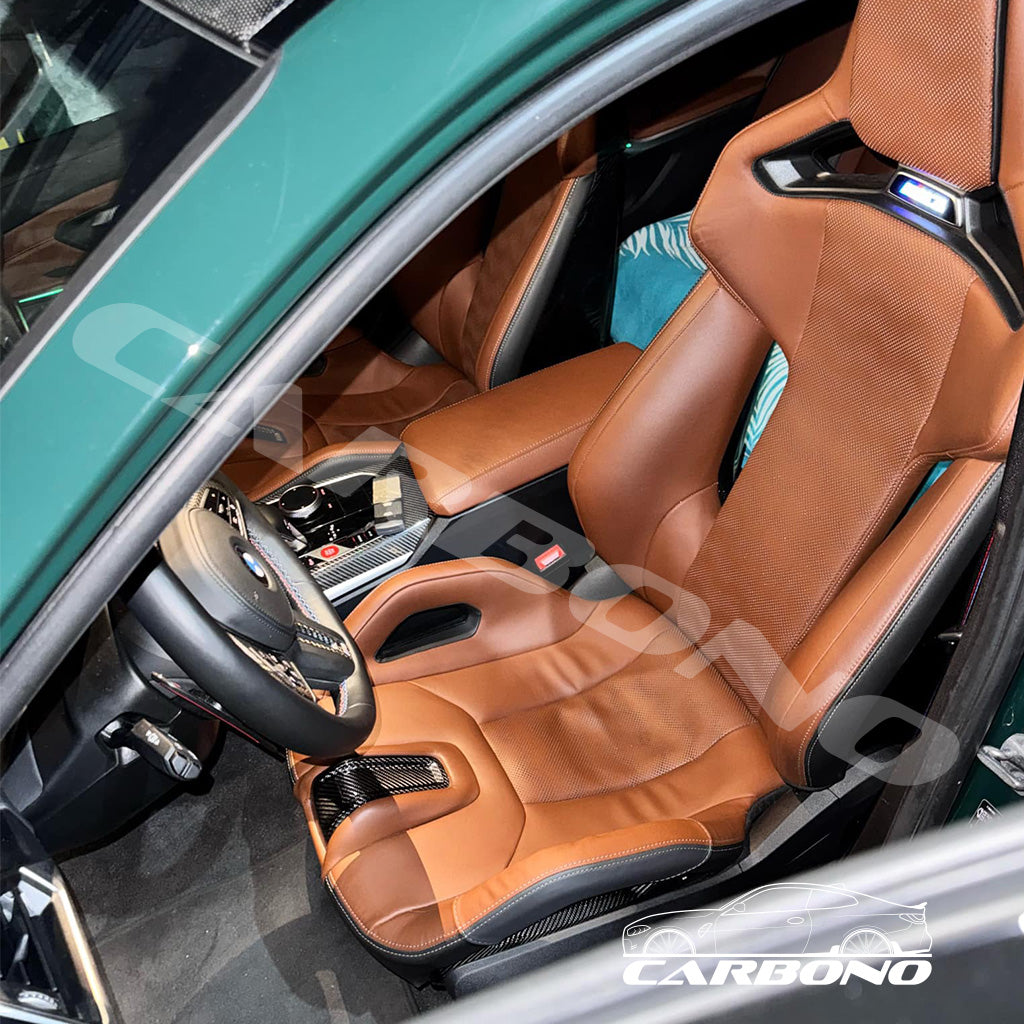 Carbono Lederschonbezug Beinbügel Sitzseitenwangen Carbonsitze - passend für BMW M2, M3, M4, M5, M8 (G87, G80, G81, G82, G83, G87, F90, F91, F92, F93)