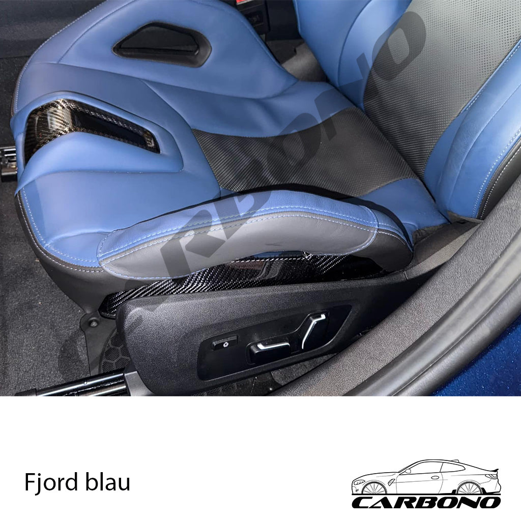 Carbono Lederschonbezug Beinbügel Sitzseitenwangen Carbonsitze - passend für BMW M2, M3, M4, M5, M8 (G87, G80, G81, G82, G83, G87, F90, F91, F92, F93)