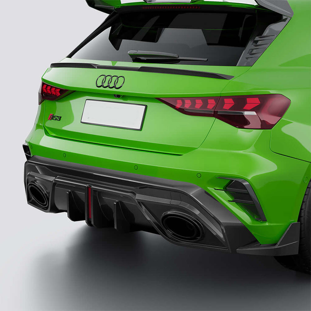 Diffusor EVO-SQ-A 4-teilig aus Dry Carbon - passend für Audi RS3 8Y