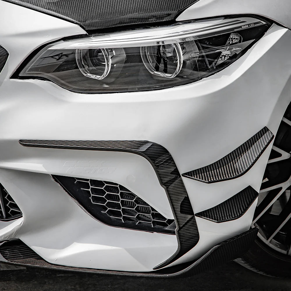 Eckaufsätze Front Sooqoo aus Dry Carbon - passend für BMW M2 F87