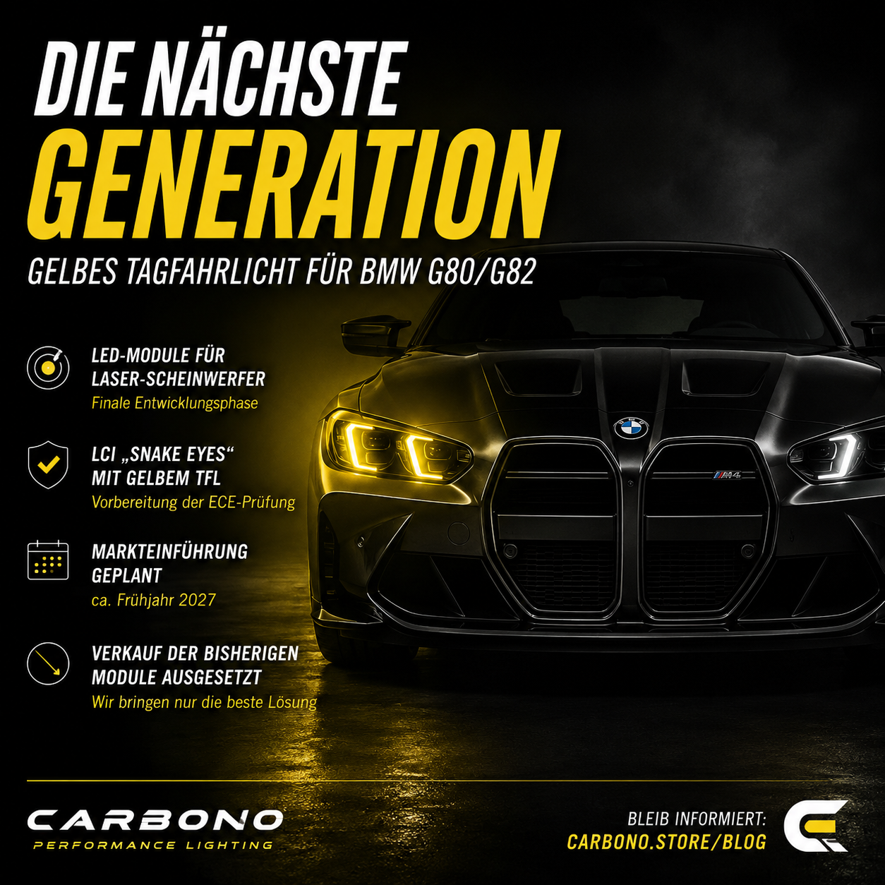 Gelbes Tagfahrlicht für BMW G80/G82: Update zur neuen Generation