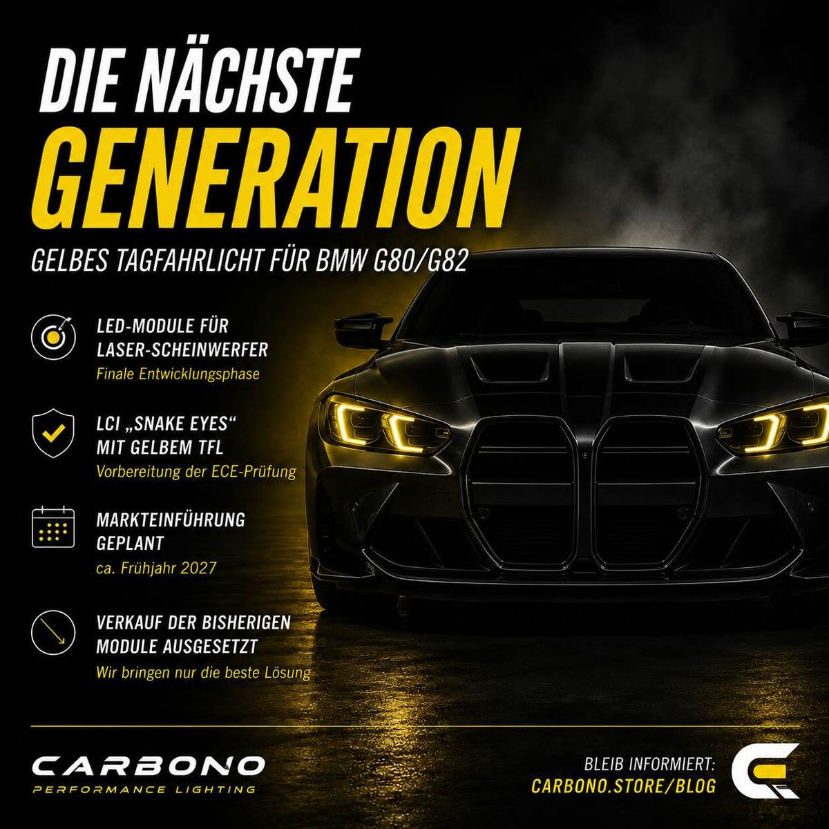 Gelbes Tagfahrlicht passend für BMW G80/G82: Update zur neuen Generation