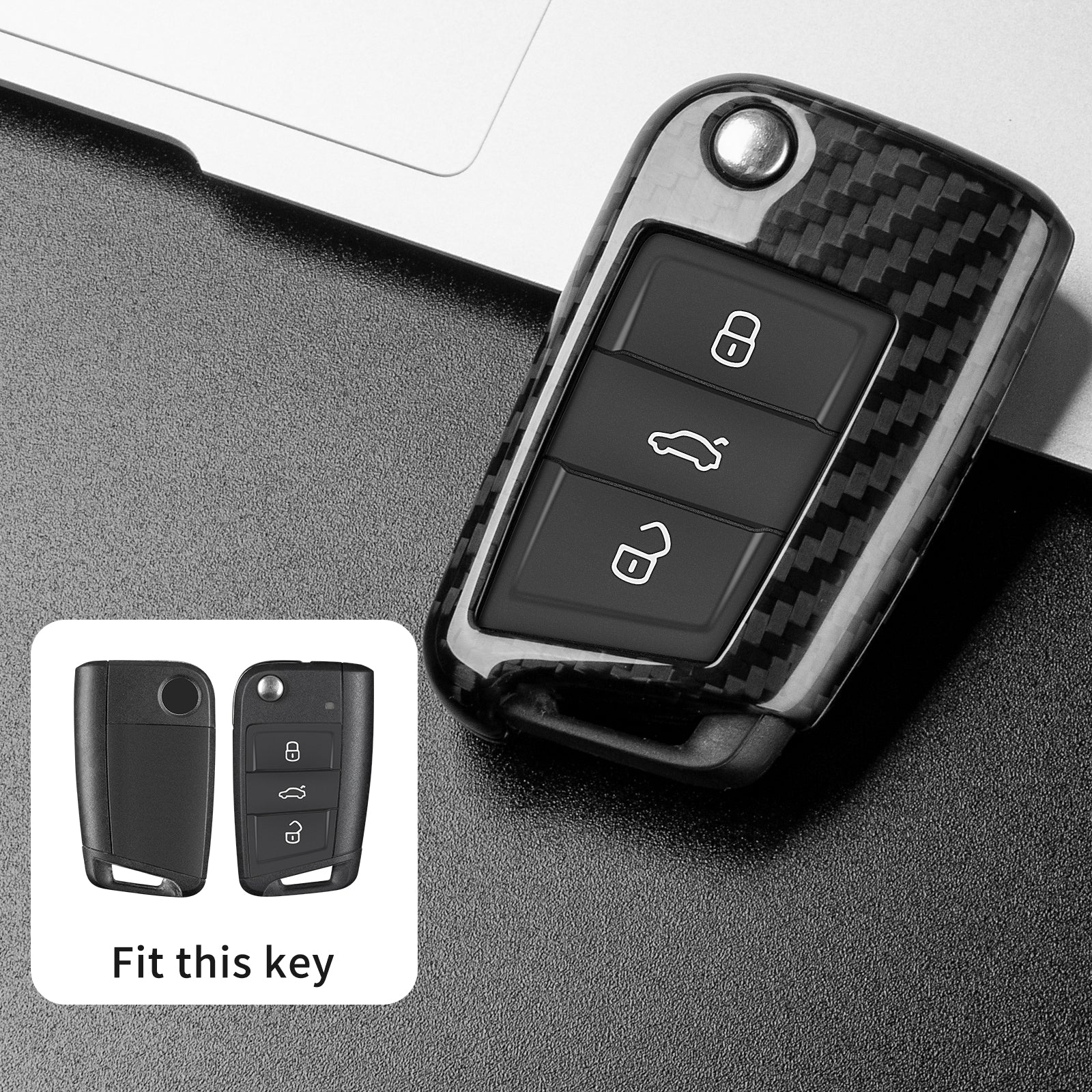 Autoschlüssel Hülle aus Carbon - passend für Golf 7 und viele weitere aktuelle Modelle