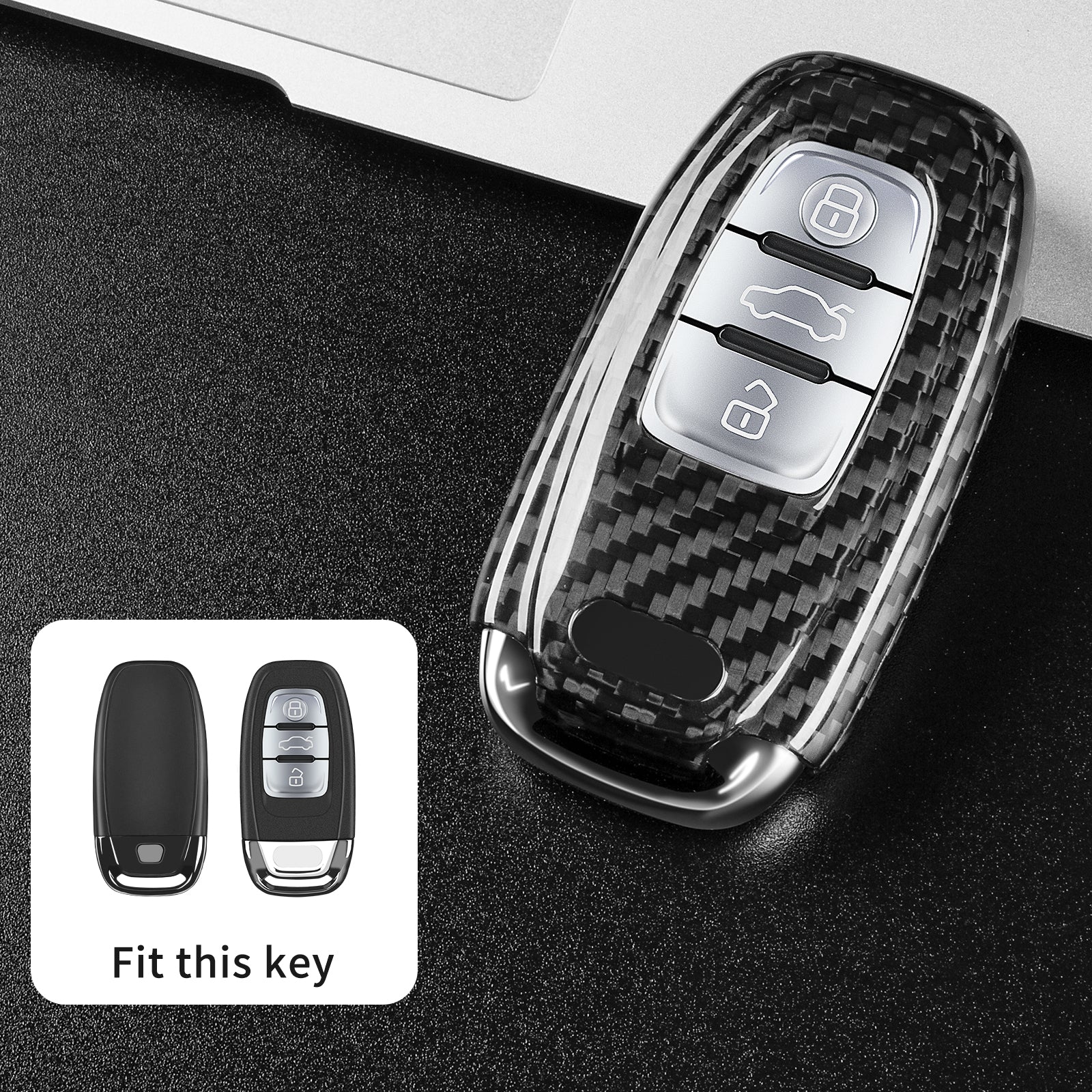 Autoschlüssel Hülle aus Carbon - passend für Audi A4, A5, A6, A7, S5