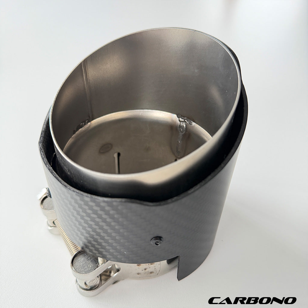 Auspuff Endrohrblenden matt Carbon Slant Cut Exhaust Tip - passend für BMW M2, M3, M4 (G87, G80, G81, G82, G83)