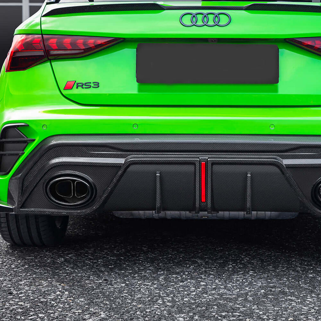 Diffusor EVO-SQ-A 4-teilig aus Dry Carbon - passend für Audi RS3 8Y