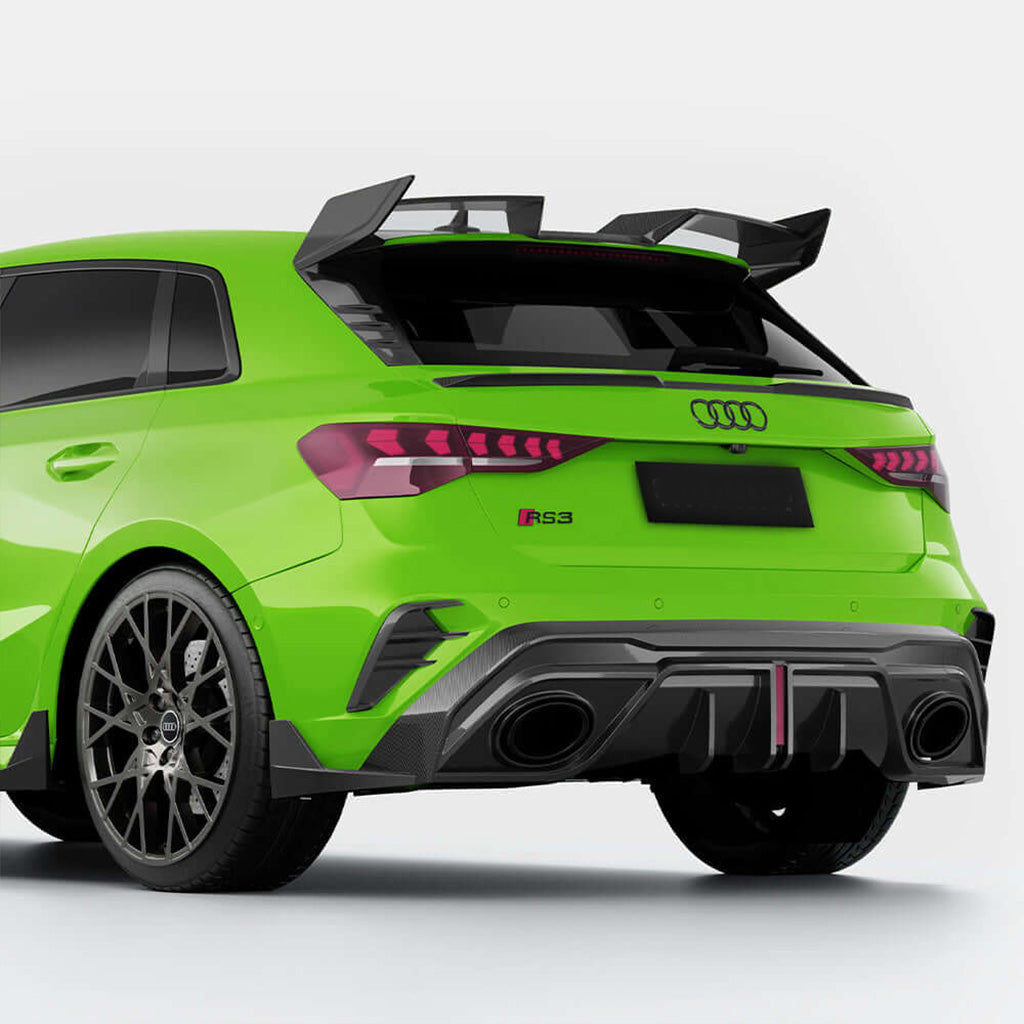 Diffusor EVO-SQ-A 4-teilig aus Dry Carbon - passend für Audi RS3 8Y