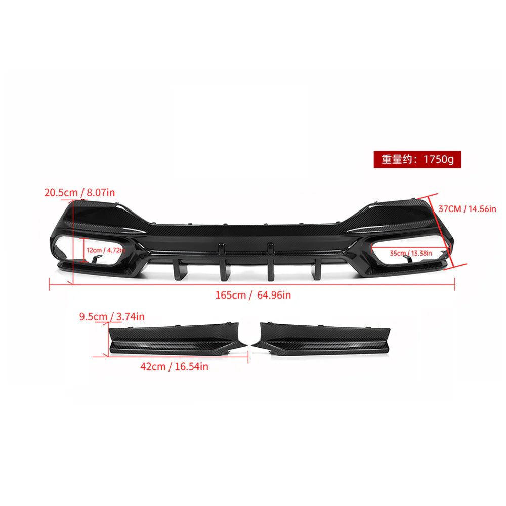 Diffusor Sooqoo 3-teilig aus Dry Carbon - passend für BMW 8er G14, G15